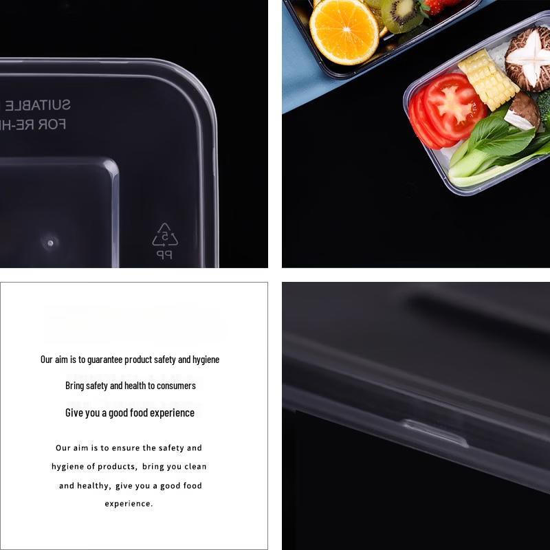 1500ml Black Rectangular Disposable Meal Prep Containers