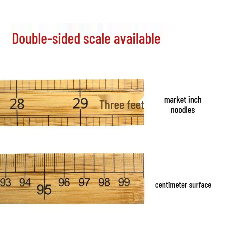 One-Meter Double-Sided Wooden Bamboo Ruler with Metric & Inch Scales for Sewing & Measuring.