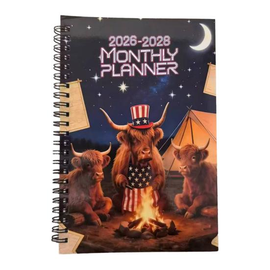 2026-2028 Månedlig Planlegger 3-års Planlegger Bok Jan. 2026 - Des. 2028 36-måneders kalender med tvillingtrådbinding for skolearbeid
