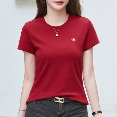 Sommer Damen T-Shirt Einfarbig Rundhals Kurzarm Top