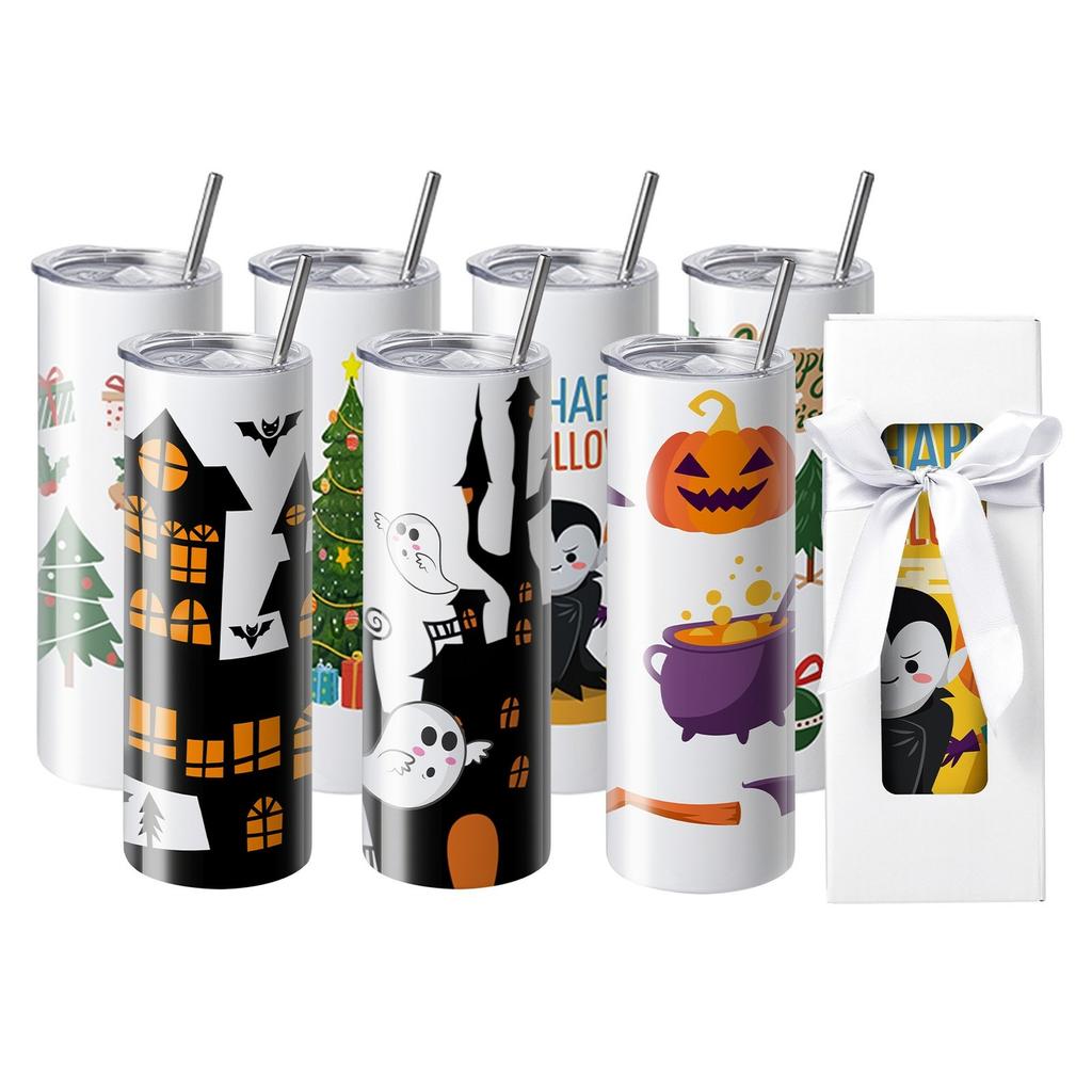 50 Pack Straight Sublimation Tumblers, 20 oz Blank Tumbler Bulk, Stainless Steel Double Wall Tumbler Cups with Straw, Lid, Brush, Base, Shrink Wrap,