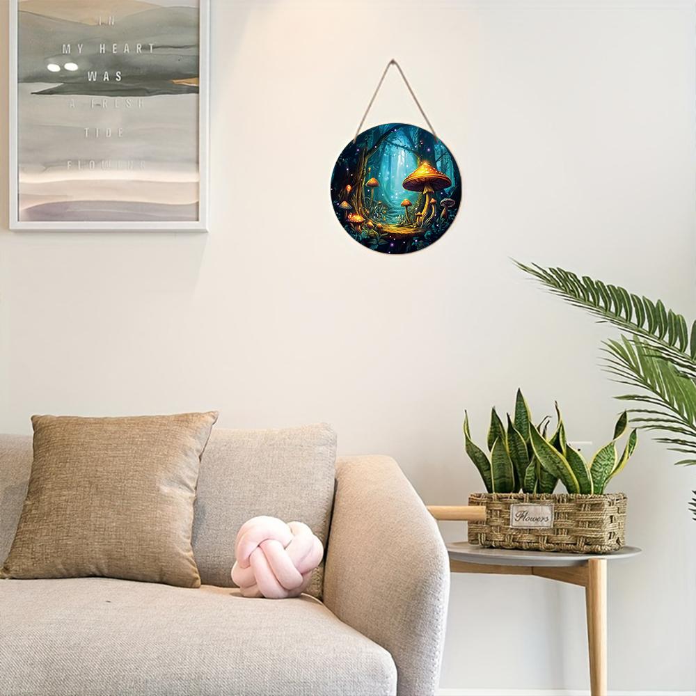 2D Flat Hanging Decorative Signs,interior Wall or Door Decoration,garden Decoration,the Pattern Is Mushrooms and Forests,housewarming Gift for Friends