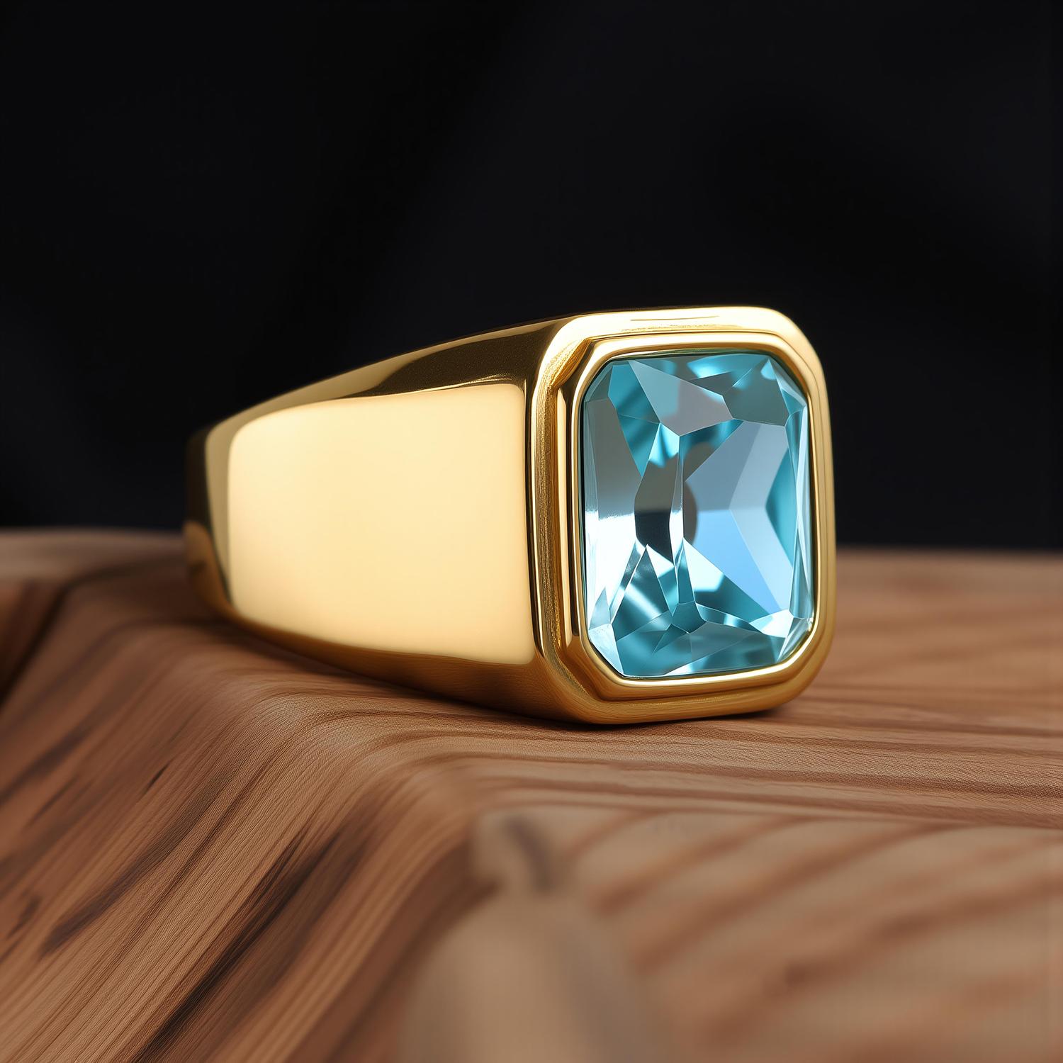 Men s/Women Trend High Quality 316LStainless Steel Multiple Colors Gemstone Style Onyx Golden Rings Jewelry 7