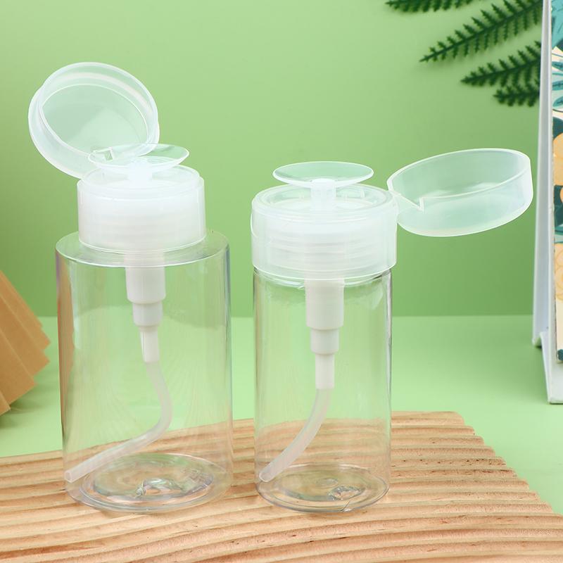 100-300ml Transparente Nachfüllbare Leere Druckpumpflasche Spender Flüssigkeitsbehälter Entferner Reiniger Politur Maniküre Werkzeug