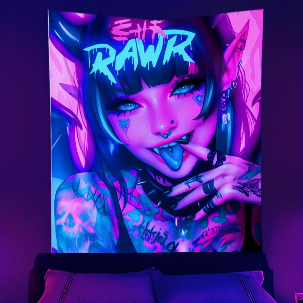 

VIKEMA Темный Фантом Гобелен Граффити Демон Девушка Хип Крутая Декорация Комнаты Игровая Комната Хэллоуин Вечеринка Настенное Украшение 74x94cm(29x37in)