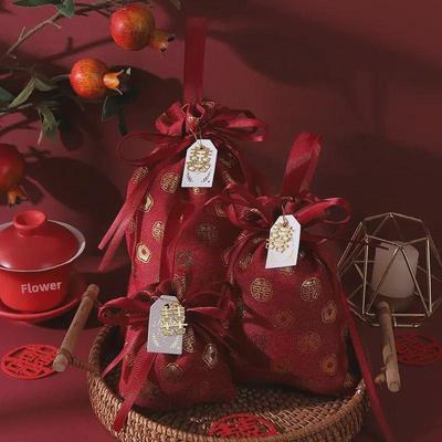 Red Portable Round Wedding Candy Bag - Same Style As Xiaohongshu, Ideal for Return Gifts and Can Hold Cigarettes