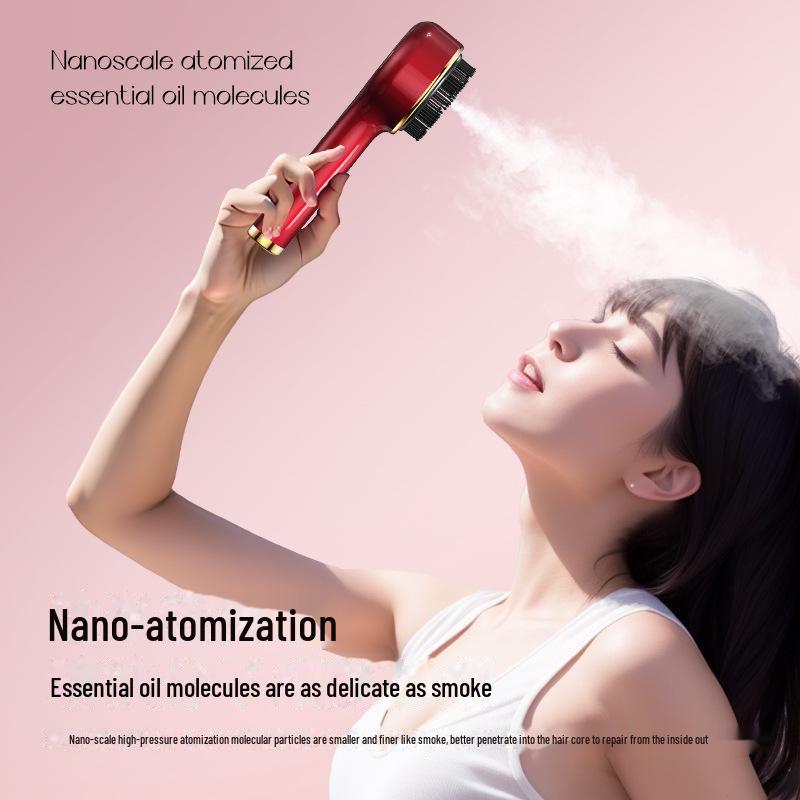 Elektrikli Saç Derisi Masaj Aleti: Sınır Ötesi Sprey Esans Yağı Kırmızı ve Mavi Iıklı Saç Uzatma ve Bakım Tarağı