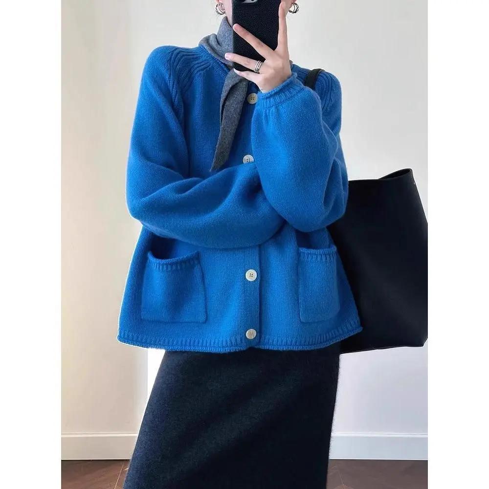 Женский весенне-осенний вязаный кардиган, свитер, куртка, дизайнерский рукав, верхняя одежда, топ S