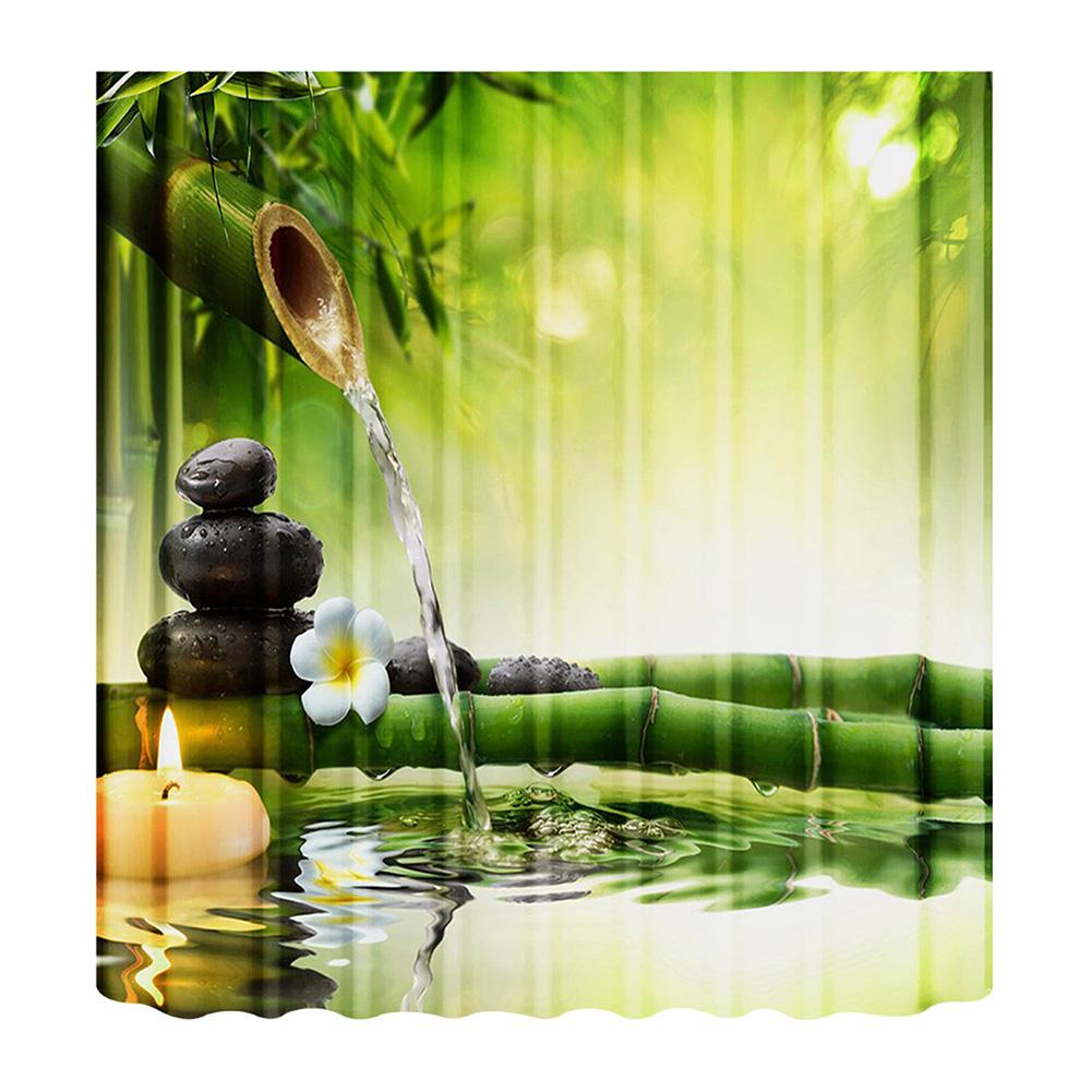3D Printing Shower Curtain 180x180cm/180x200cm Window Scenery Green Plant Landscape Bathroom Curtains With Hooks Waterproof