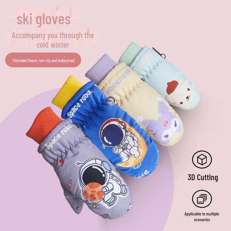 Samt-Skihandschuhe: Rutschfest, Warm und Dick für Kinder im Alter von 2-5 Jahren