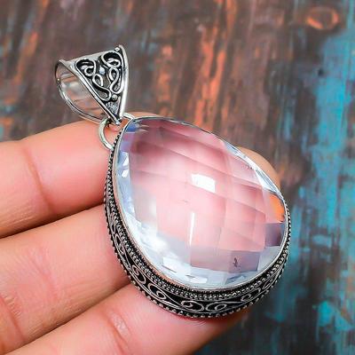 White Topaz Gemstone 925 Sterling Silver Handmade Wedding Jewelry Pendant