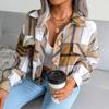 Autumn and Winter Plaid Lantern Long Sleeve Tweed Jacket