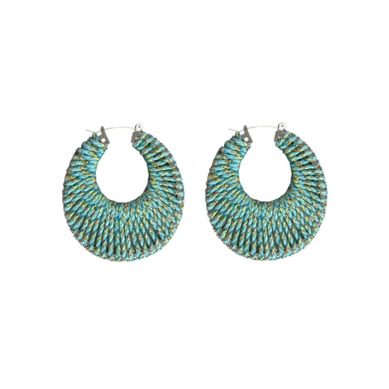 High-End Retro Versatile Ear Cuffs: Colorful Woven Hoops with 925 Silver Studs