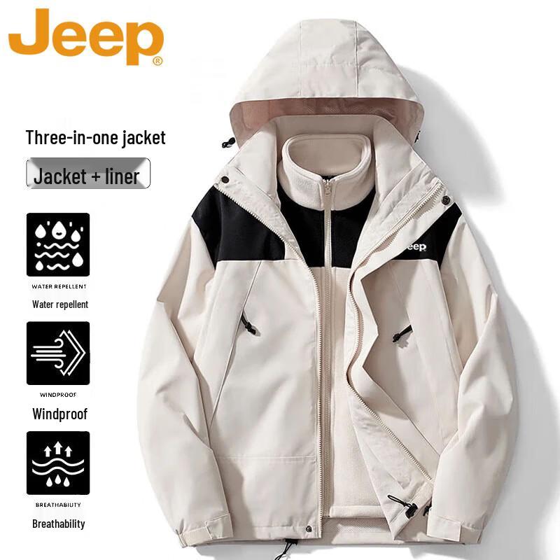 Jeep Unisex 3-in-1 Windproof Fleece Outdoor Jacket
