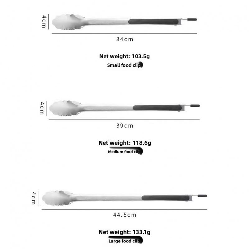 Thickened Stainless Steel Food Tongs, Heat Resistant BBQ Grill Clips, Kitchen Barbecue Sausage Serving Cooking Tools