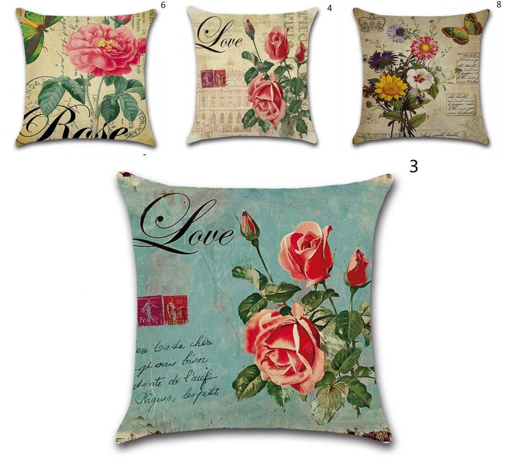 Premium Quality Tropical Feuilles Cushion Cover With Vintage Floral Design For Sofa