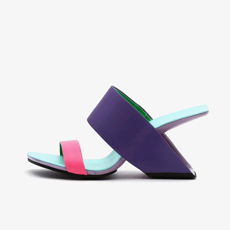 2024 New Brand Design Women Sandals Spring Summer Peep Toe Slippers Thick Heels Genuine Leather Shoes Woman Fashion Casual Pumps