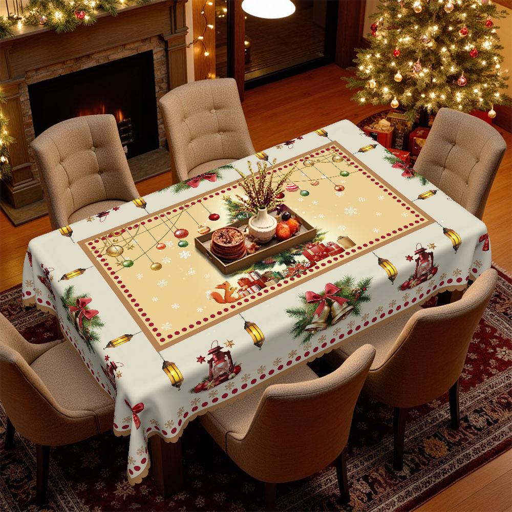 Christmas Atmosphere Tablecloth, European Retro Rectangular Dining Table Cloth, Coffee Table Tablecloth, Dining Table Decorative Cloth Christmas