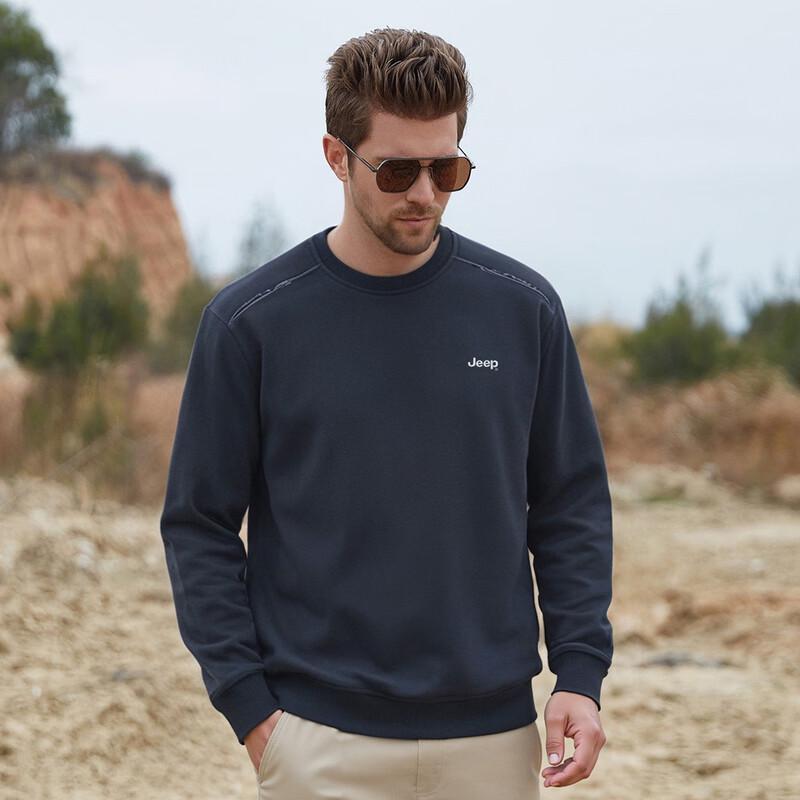 Jeep Men's Thickened Warm Casual Round Neck Sweatshirt