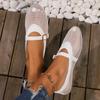 2024 Summer New Mesh Flat Fashion Sandals for Women, Soft Soled Breathable Flat Shoes with One Button and Mary Jane Single Shoes