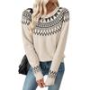 2025 Autumn and Winter New Casual Retro Ethnic Style Loose Round Neck Fair Isle Sweater