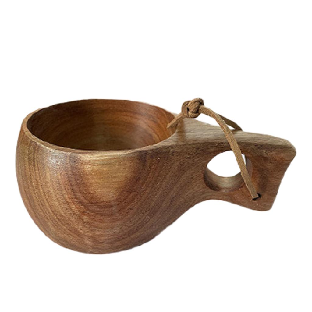 Ręcznie Robiony Drewniany Kubek na Mleko z Linką do Przenoszenia Przenośny Kubek o Dużej Pojemności na Mleko Kawę Herbatę Wielokrotnego Użytku Kubek na Wodę na Kemping na Zewnątrz