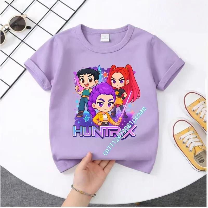 2026 Summer Kpop Demon Hunters T Shirt Kids Cartoon Anime Meme 2026 Print Clothes Round Neck Basic Boys Tops Casual Shirts Gift