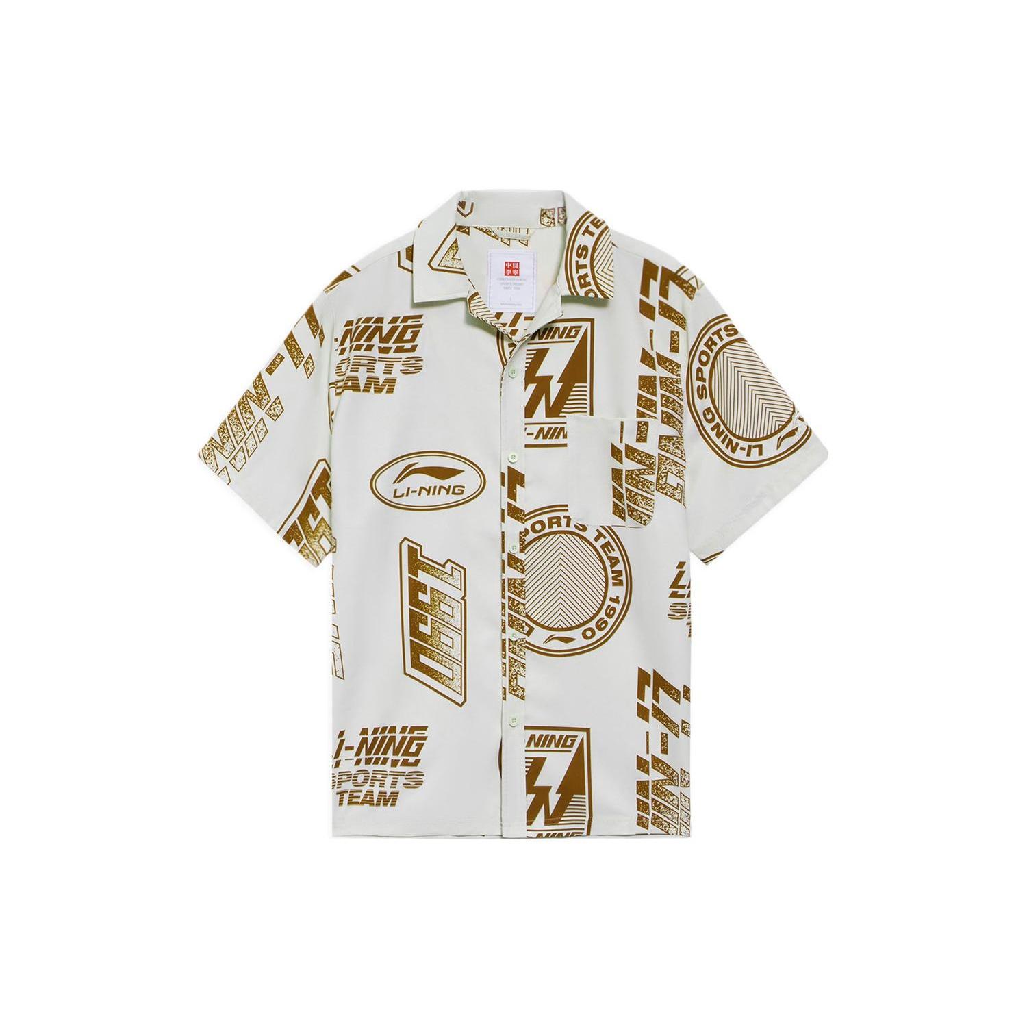 Li-Ning All-Over Print Shirts  Beige  Men s ASHS041-1 L