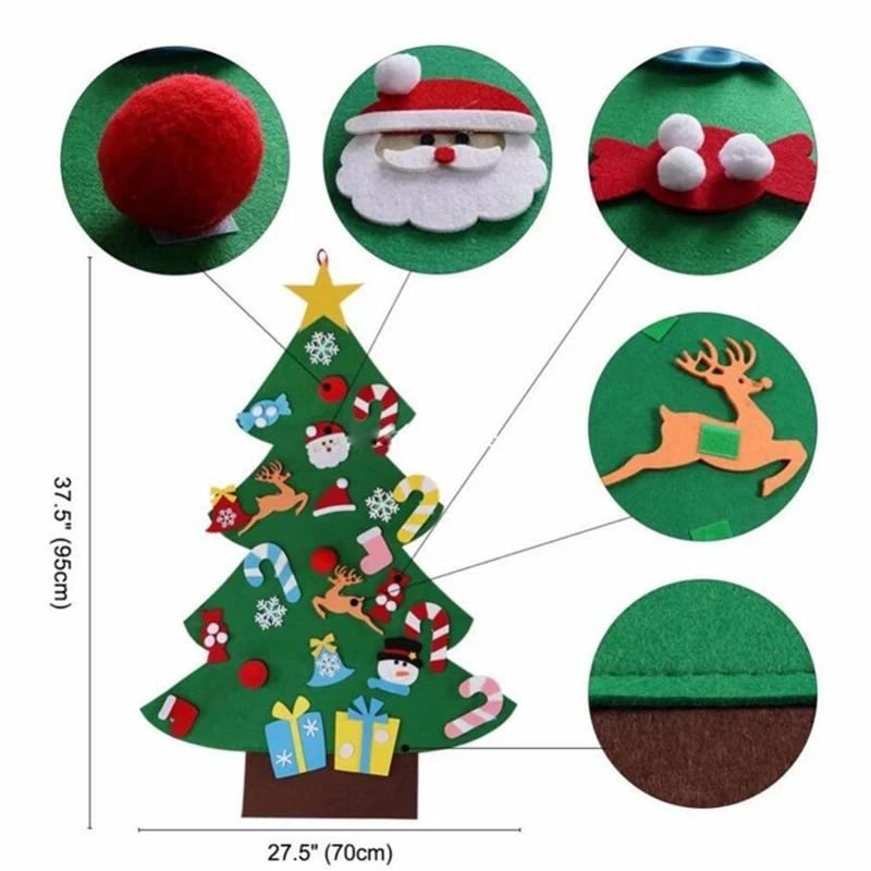 For Kids DIY Montessori Wall Felt Christmas Tree for Children Baby Toys Toddlers Busy Board Xmas Tree Ornament Decorations