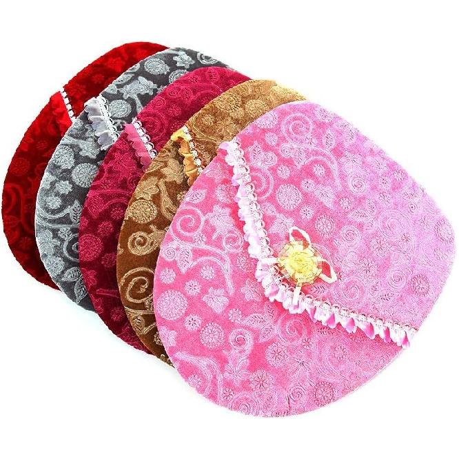 

Цветы Сиденье для унитаза и Крышка Кружево Мягкий Утеплитель Алмазный Бархат Подушки для Сиденья Унитаза Комплект Розовый