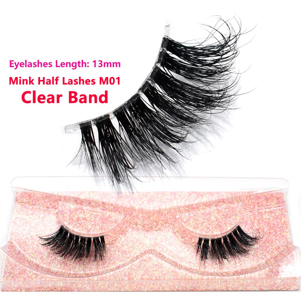 FOXESJI Mink Half Lashes Extension Natural Daily Reusable Short Strip Eye Lashes Mink Fluffy Soft Half False Eyelashes Make Up