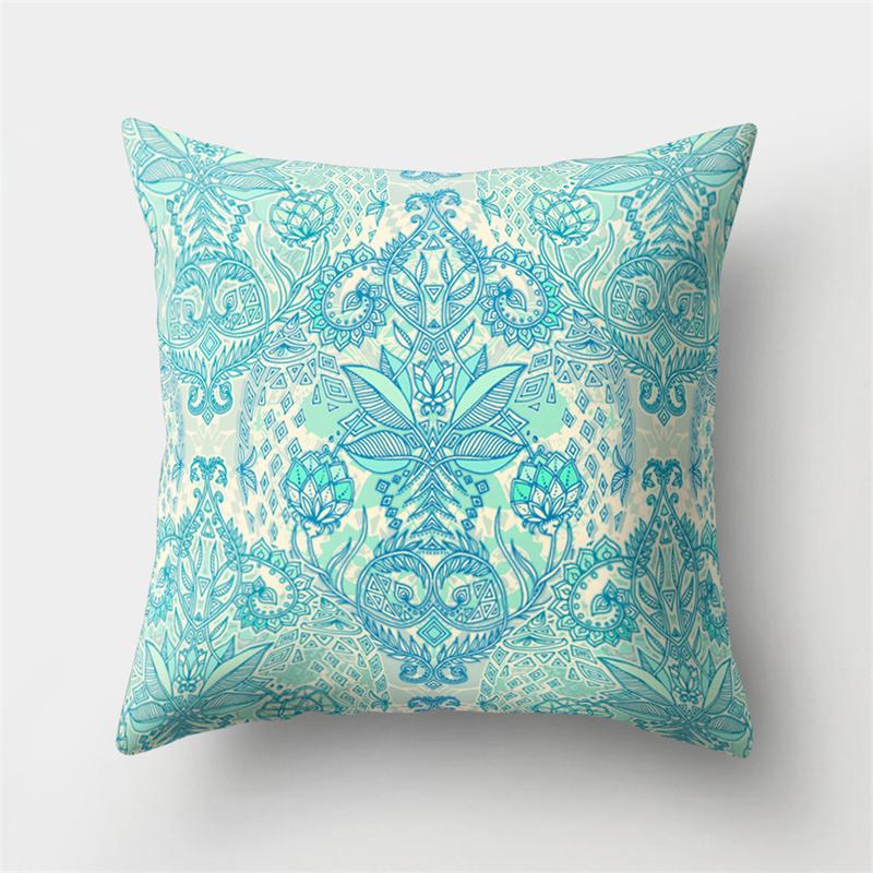 Husă de pernă geometrică cu imprimeu floral boem