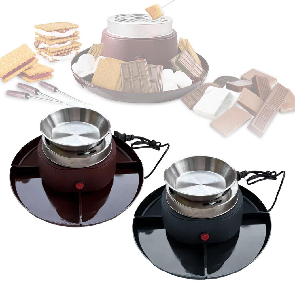 Smores Kit 2 in 1 Chocolate Melting Pot Movie Night Supplies Flameless Roaster for Holiday Birthday Family Indoor Wedding
