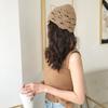 Retro Handmade Flower Crochet Hat Casual Melon Leather Mesh Cap Hand-crocheted Pullover Hat  Female