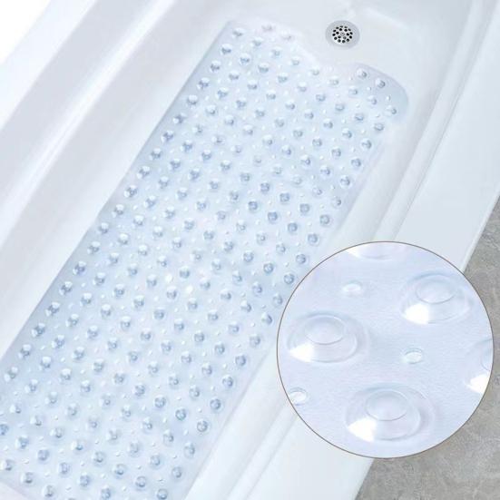 Suction Cup Bath Mat Non-Slip Shower Mat Bathtub Rug with Drain Holes Machine Washable Bathroom Rug for Safe Shower Bath Use