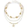 Bohemian Shell Necklace Set With Multilayer Geometric Design For Women