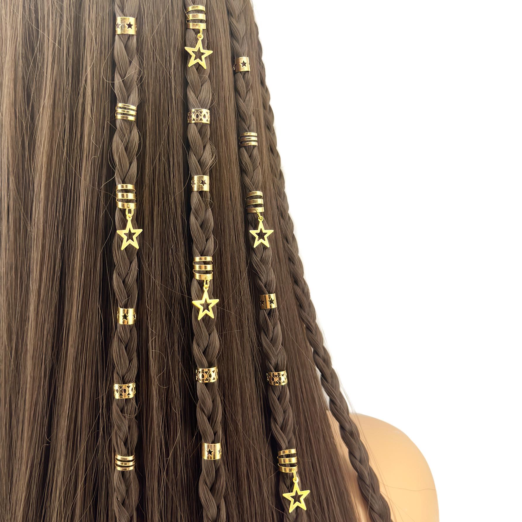 35 pcs Hollow Dreadlock Hair Rings - European and American Hot Selling Style золотой