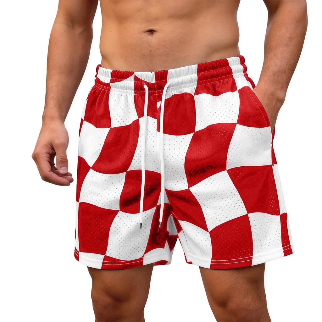 Men's Beach Shorts Loose Fit Drawstring Breathable Casual Swim Trunks