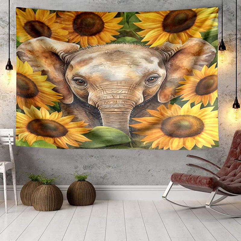 Elephant In Autumn Forest Tapestry, Unique Design Tapestry, Wall Decor for Bedroom,Livingroom, Playroom,Heartwarming Fan Holiday Gifts