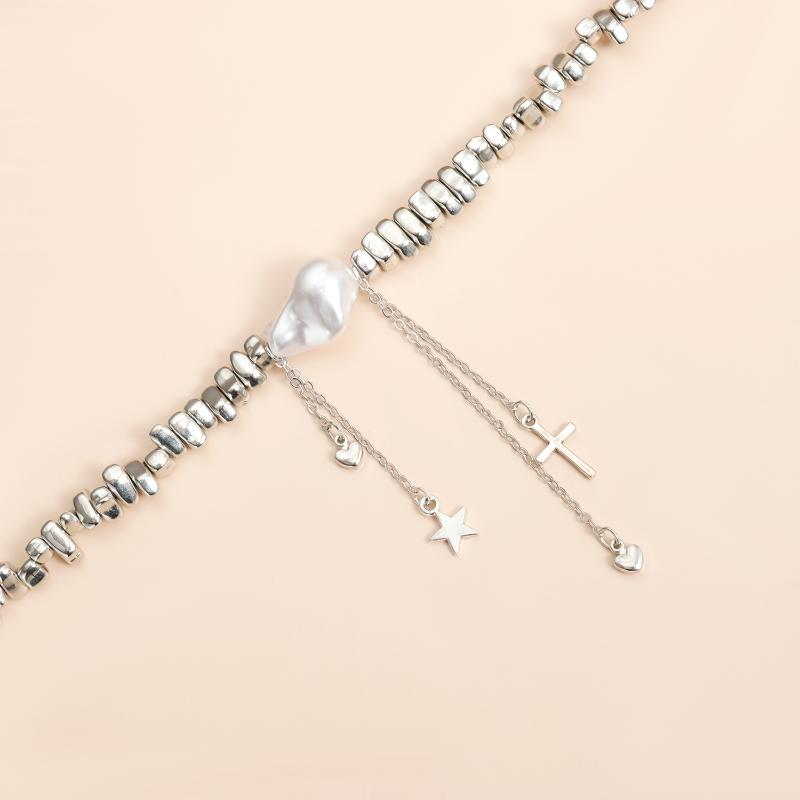 Vintage Love Heart Corss Tassel Pendant Choker Necklace For Women Creative Clavicle Chain Wed Bridal Neck Jewelry Gift