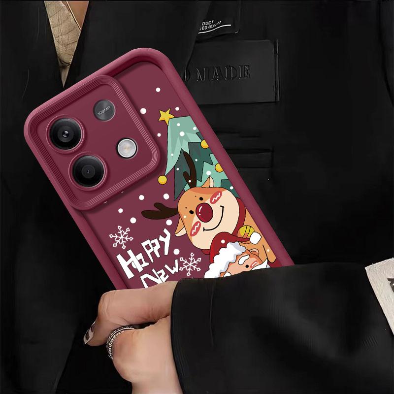 Pentru Xiaomi 13t Poco F6 X5 X6 Pro Redmi Note 13 12 11 10 Pro Crăciun Elk Model Bomboane Protectie lentile Husa din silicon moale