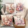 Easter Floral Bunny Print Pillowcase Nordic Home Decor Pillowcase Holiday Bedroom Living Room Decoration Polyester Cushion Cover