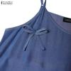 ZANZEA Women Casual V-Neck Loose Sleeveless Straps Long Dress