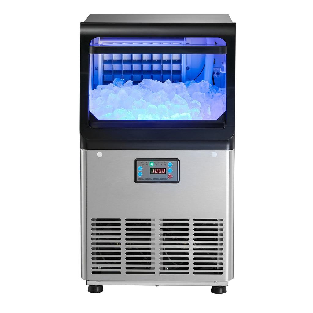 Kommerzielle Eismaschine, 41 kg/24h mit 6 kg Speicherkapazität, Arbeitsplatte/Freistehend/Unterbau, Eismaschine aus Edelstahl mit LED-Anzeige