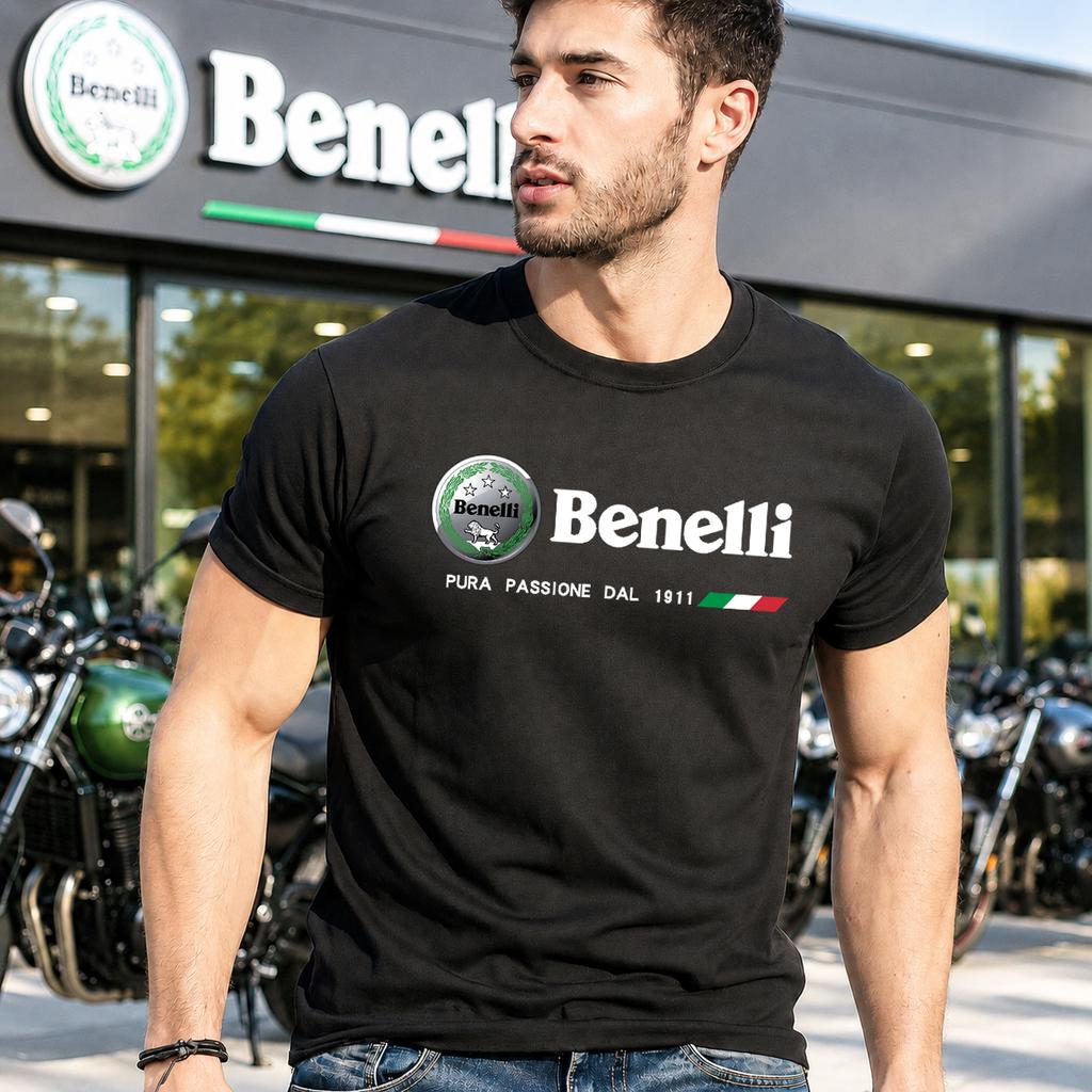 Klassisches Benelli Motorrad Grafik T-Shirt Unisex Weiche Baumwolle Outdoor Lässig Streetwear Mode Biker Shirt Bequemes Oberteil