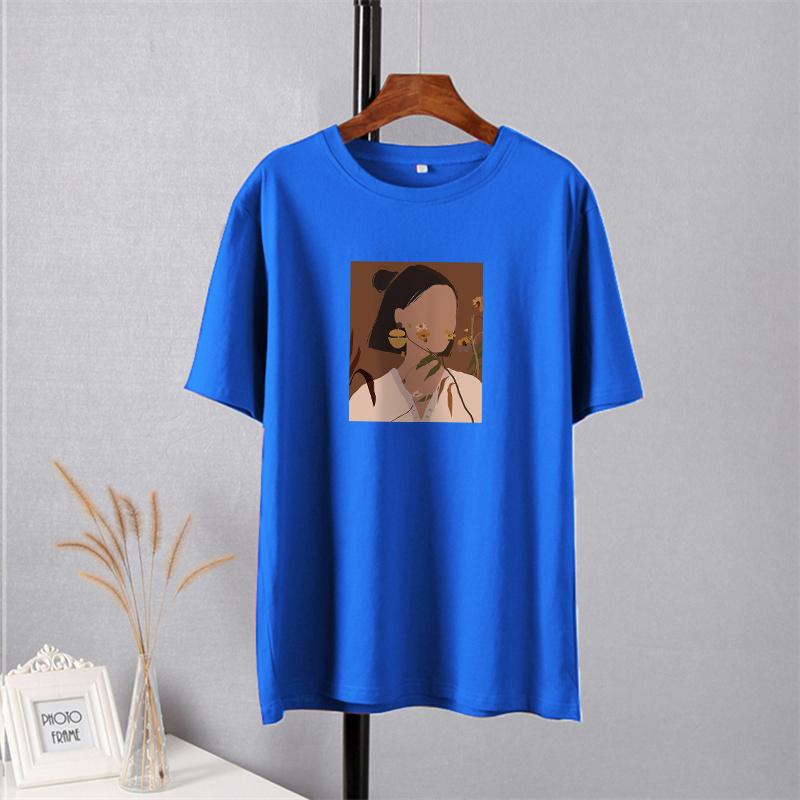 Camiseta Shellsuning con estampado estético a la moda para mujer, camisetas informales 100% de algodón de gran tamaño con cuello redondo, camisetas Harajuku para mujer, camisetas básicas simples