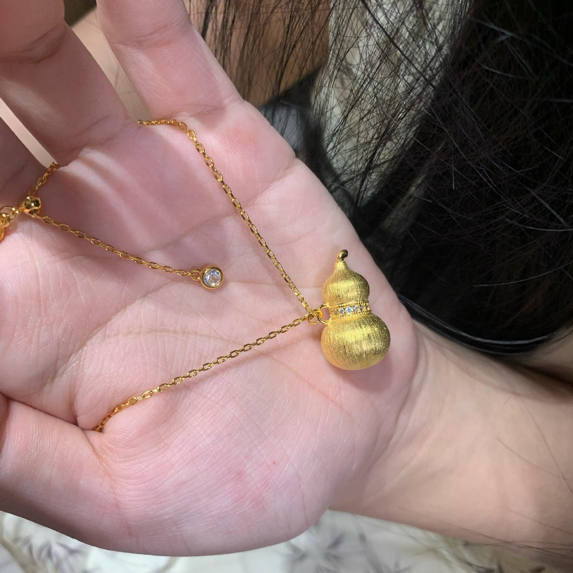 Древнее позолоченное брашированное ремесло Бархатная тыква Фулу Ожерелье Ретро Темперамент