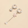 European & American Luxurious Heart & Star Flower Drop Earrings with Ear Cuffs