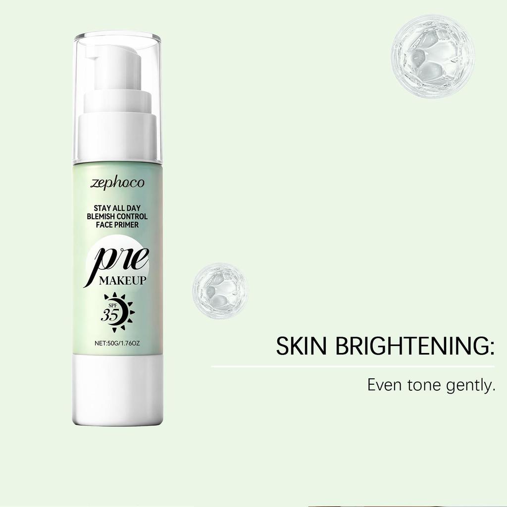 Zephoco Refreshing Primer for Oily-Combination Skin - Crease-Proof and Long-Lasting Makeup Base