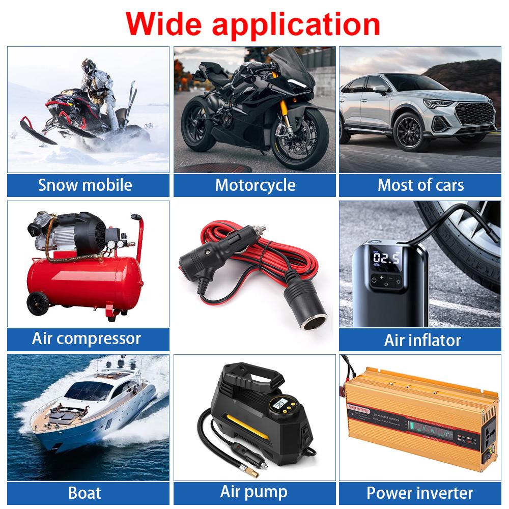 12V/24V Universal Black Car Cigarette Lighter With Switch Extension Cable Charger Power Adapter Car Accsesories Tools 3M